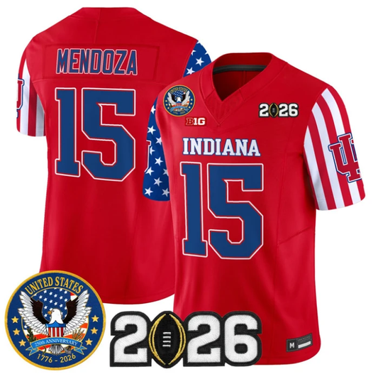 Fernando Mendoza Jersey #15 Indiana Hoosiers America 250 Edition 2026 CFP Stitched by My Store NCAA Football Jerseys