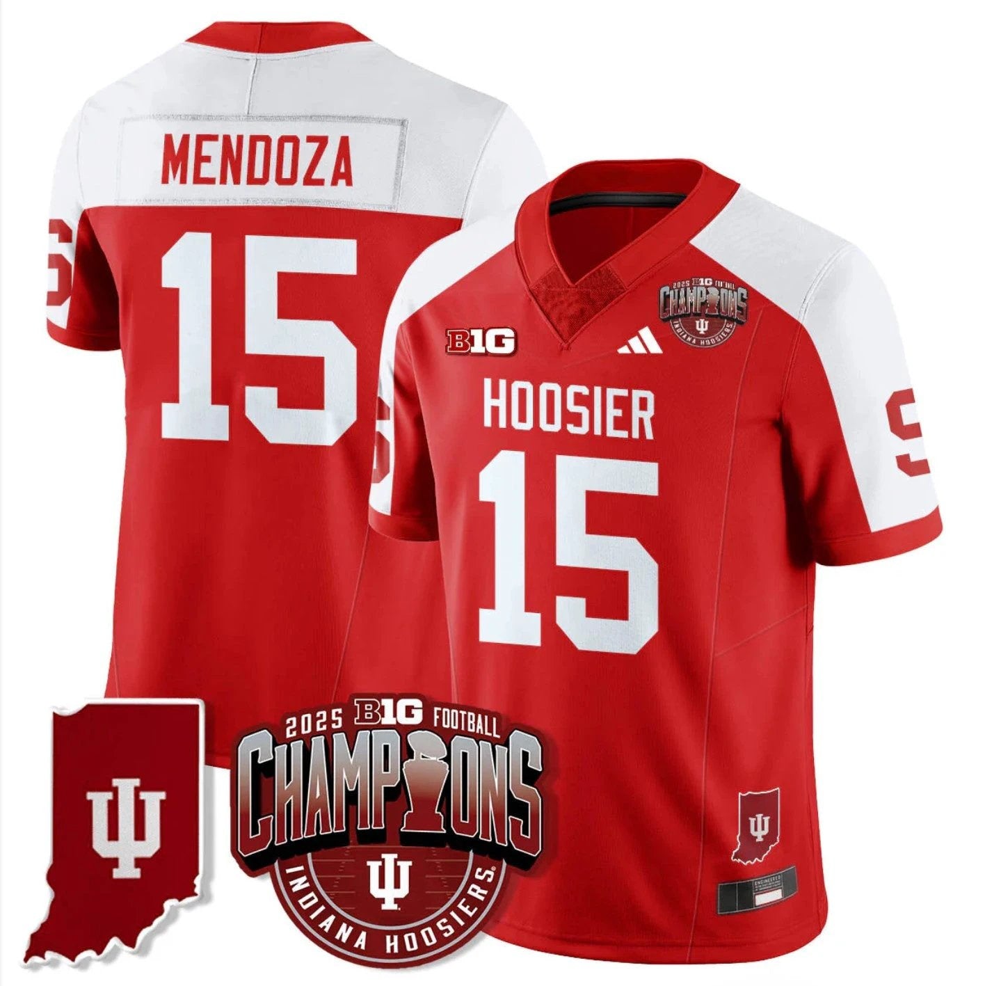 Fernando Mendoza Jersey #15 Indiana Hoosiers Big 10 Champions Stitched by My Store NCAA Football Jerseys