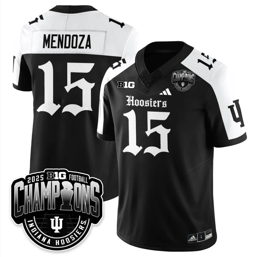 Fernando Mendoza Jersey #15 Indiana Hoosiers Gothic Big 10 Champions by My Store NCAA Football Jerseys