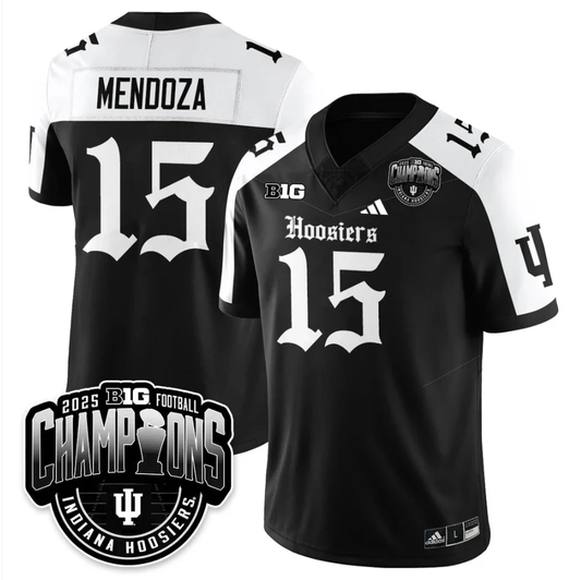 Fernando Mendoza Jersey #15 Indiana Hoosiers Gothic Big 10 Champions by My Store NCAA Football Jerseys