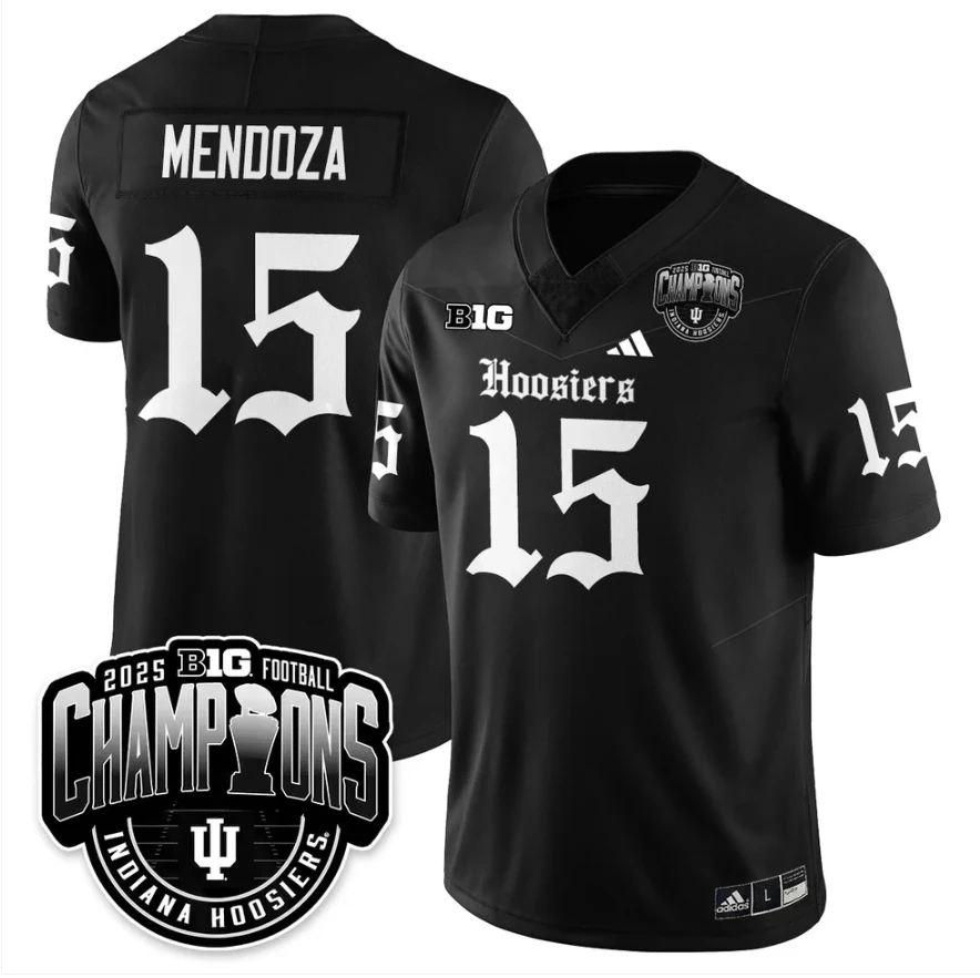 Fernando Mendoza Jersey #15 Indiana Hoosiers Gothic Big 10 Champions by My Store NCAA Football Jerseys