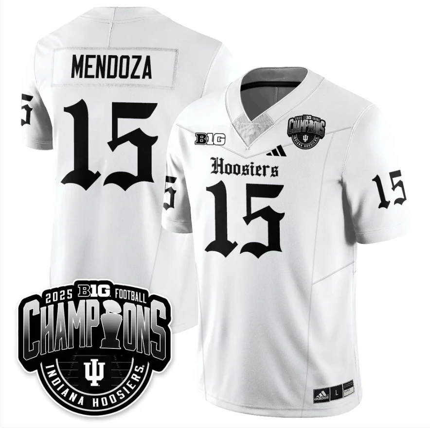 Fernando Mendoza Jersey #15 Indiana Hoosiers Gothic Big 10 Champions by My Store NCAA Football Jerseys