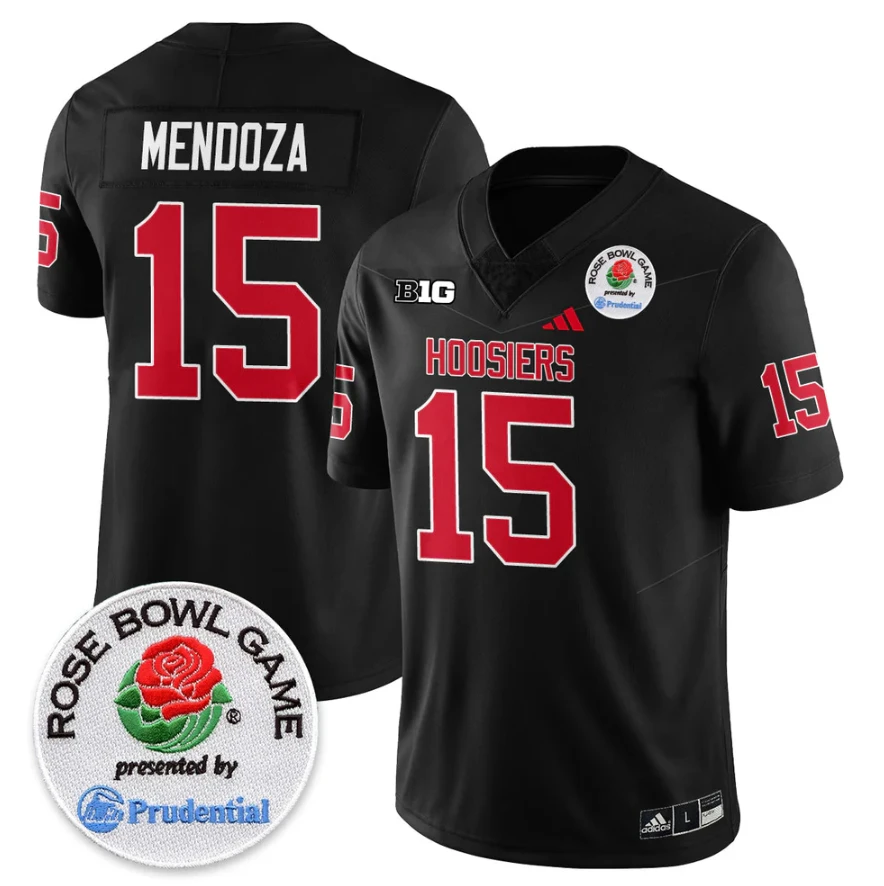 Fernando Mendoza Jersey #15 Indiana Hoosiers Vapor Rose Bowl Stitched by My Store NCAA Football Jerseys