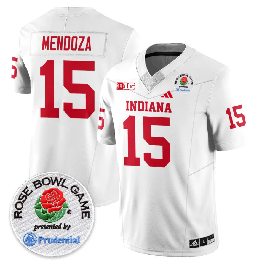 Fernando Mendoza Jersey #15 Indiana Hoosiers Vapor Rose Bowl Stitched by My Store NCAA Football Jerseys