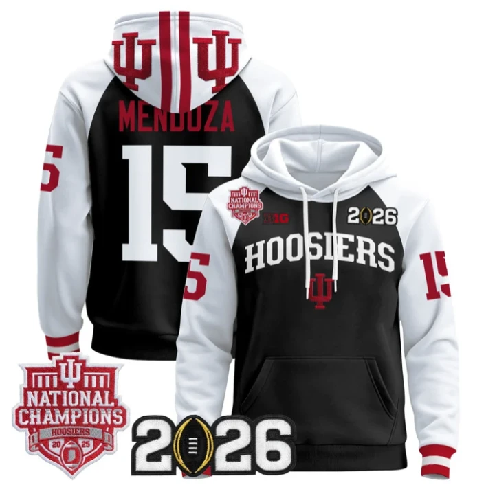 Fernando Mendoza Pullover Hoodie #15 Hoosiers 2025 National Champions Stitched by Hoodie Pullover