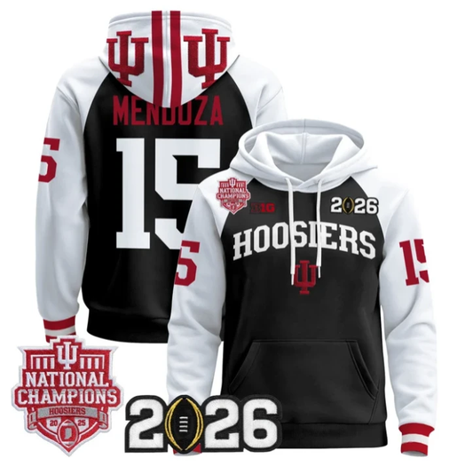 Fernando Mendoza Pullover Hoodie #15 Hoosiers 2025 National Champions Stitched by Hoodie Pullover