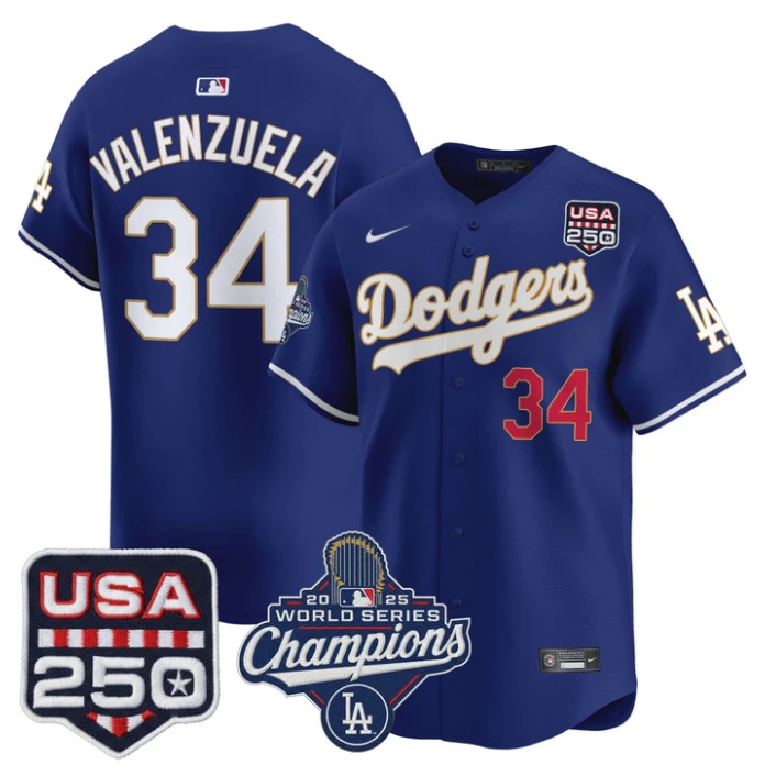 Fernando Valenzuela Jersey #34 Dodgers 2025 World Series Champions 250 USA Sttitched by My Store