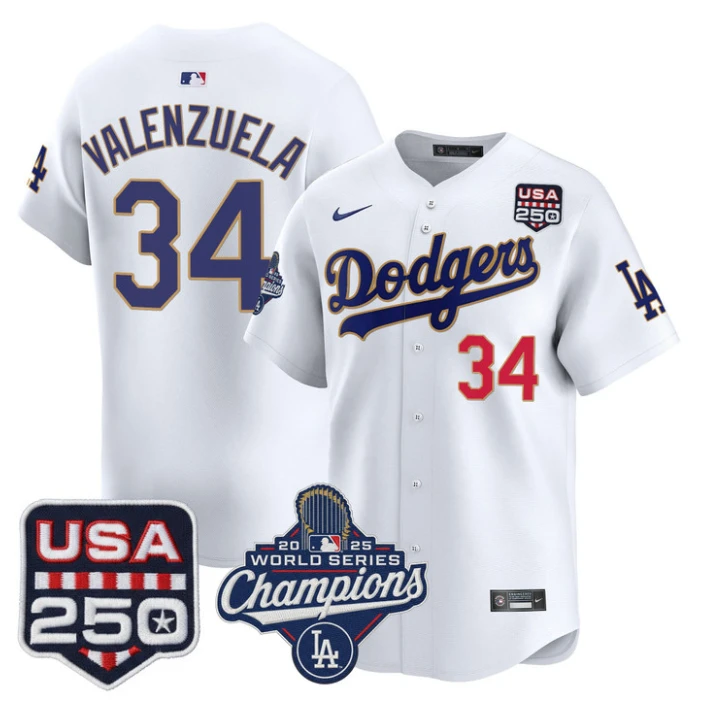 Fernando Valenzuela Jersey #34 Dodgers 2025 World Series Champions 250 USA Sttitched by My Store