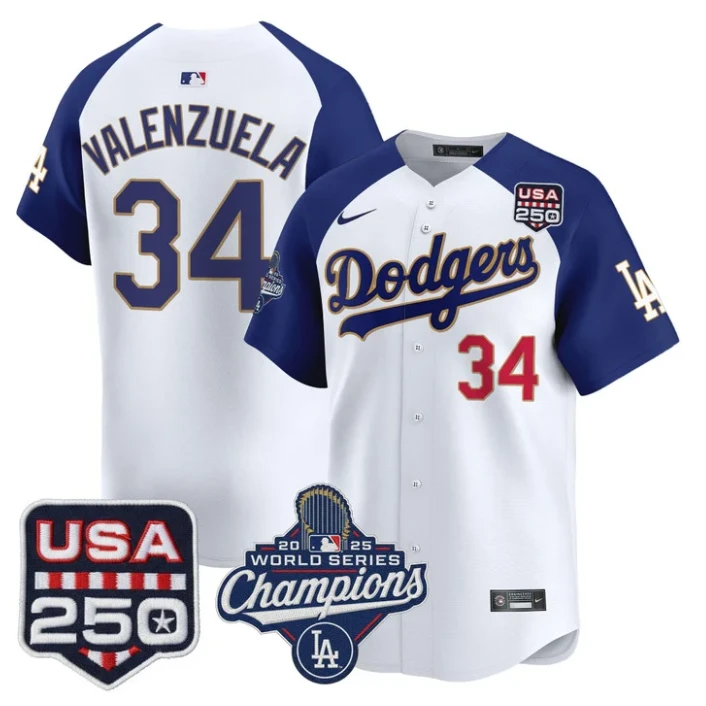 Fernando Valenzuela Jersey #34 Dodgers 2025 World Series Champions 250 USA Sttitched by My Store
