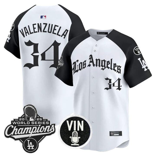Fernando Valenzuela Jersey #34 Dodgers 2025 World Series Champions LA Gothic by My Store