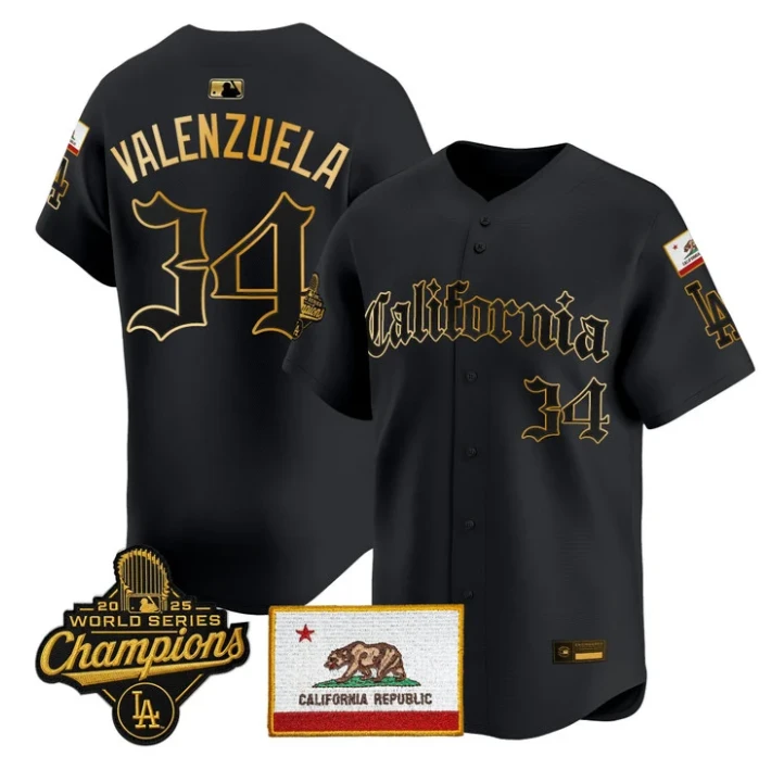 Fernando Valenzuela Jersey #34 Dodgers California Gothic Edition Stitched by My Store