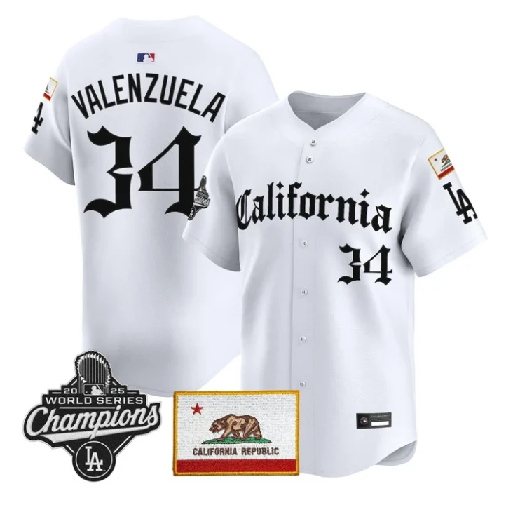 Fernando Valenzuela Jersey #34 Dodgers California Gothic Edition Stitched by My Store
