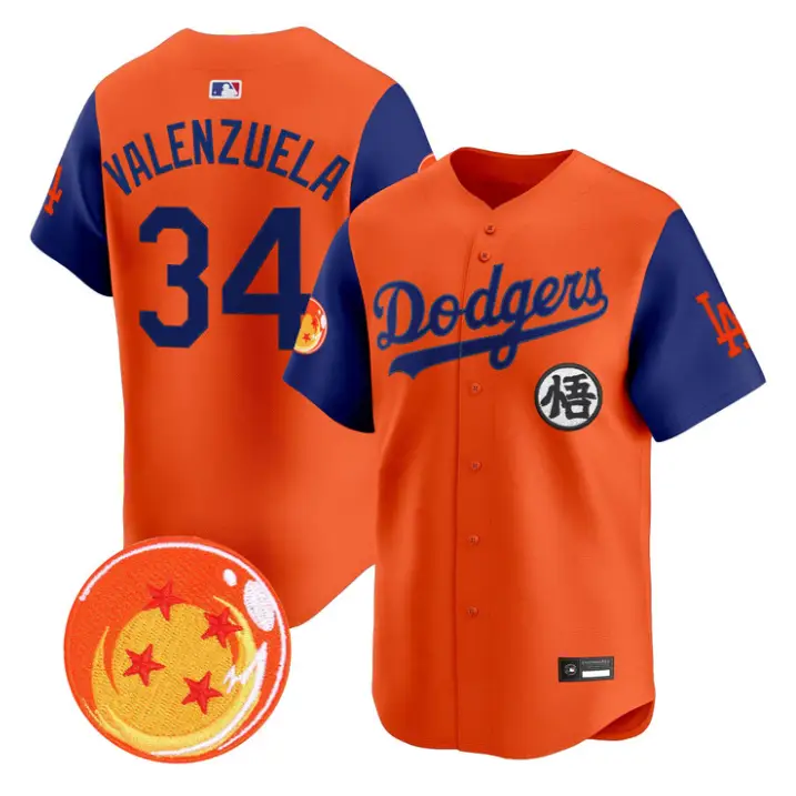Fernando Valenzuela Jersey #34 Dodgers Dragon Ball Vapor Premier Stitched by My Store