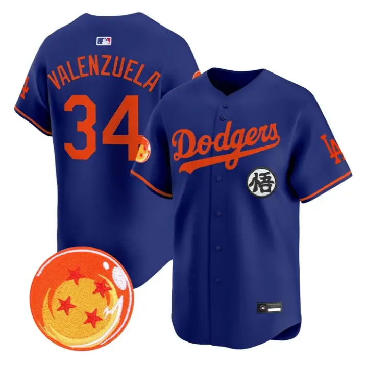 Fernando Valenzuela Jersey #34 Dodgers Dragon Ball Vapor Premier Stitched by My Store