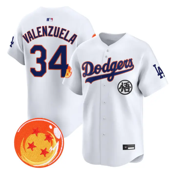 Fernando Valenzuela Jersey #34 Dodgers Dragon Ball Vapor Premier Stitched by My Store