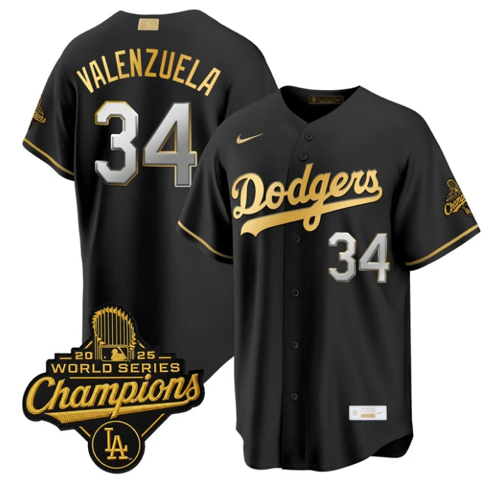 Fernando Valenzuela Jersey #34 Dodgers Gold Collection Premier Stitched by My Store