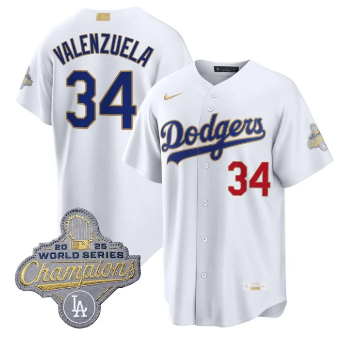 Fernando Valenzuela Jersey #34 Dodgers Gold Collection Premier Stitched by My Store