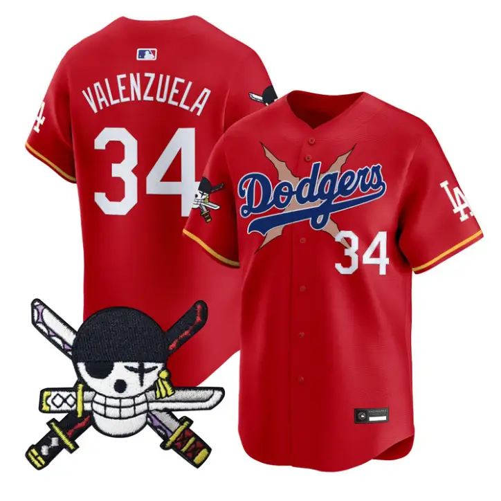 Fernando Valenzuela Jersey #34 Dodgers One Piece Zoro Patch Stitched by My Store