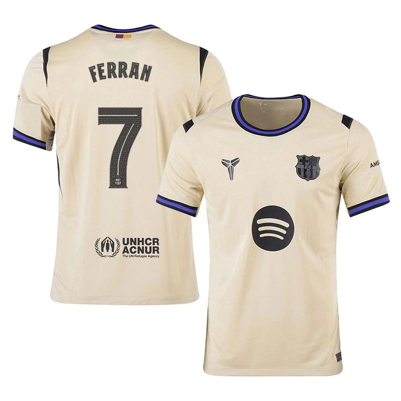 Ferran Torres #7 Barcelona 2025-26 Away Jersey – Cream by Soccer Jersey