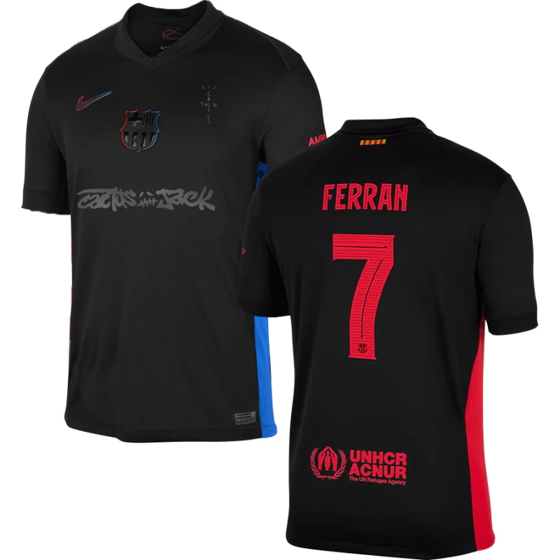Ferran Torres #7 Barcelona x Travis Scott 2025 Away Jersey – Black by Soccer Jersey