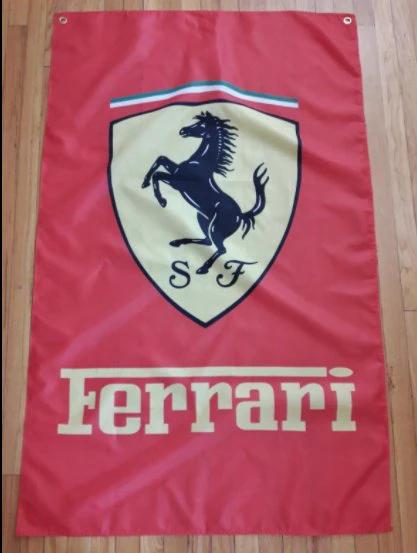 Ferrari Flag Garage Man Cave Racing Red 3X5 Ft Polyester Banner USA 90x150cm by flagsjustdoit