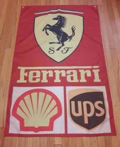 Ferrari Flag Racing Shell UPS 3X5 Ft Polyester Banner USA 90x150cm by flagsjustdoit
