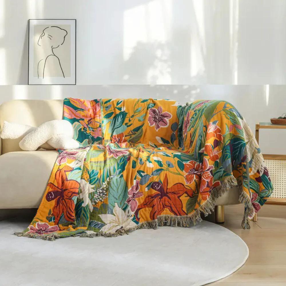 Festival Tropics Cotton Blanket by Casa & Beyond