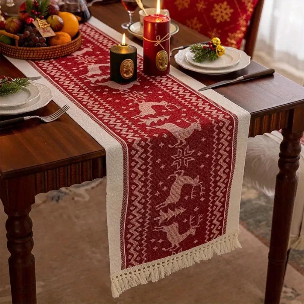 Festive Christmas Elk Table Runner by Casa & Beyond