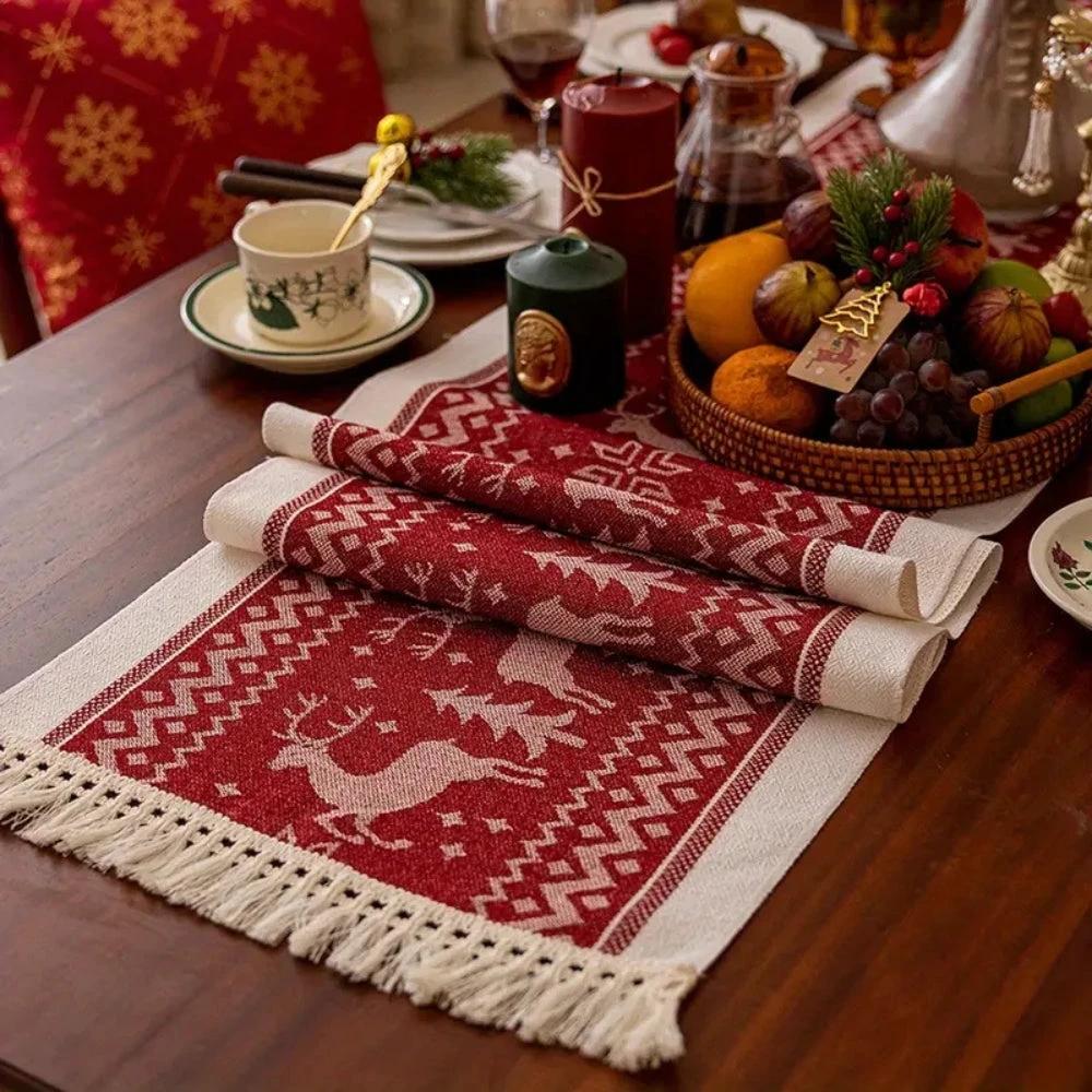 Festive Christmas Elk Table Runner by Casa & Beyond