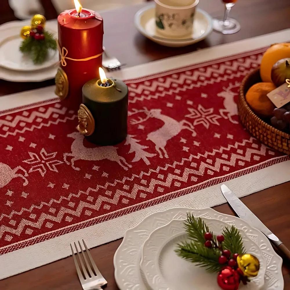 Festive Christmas Elk Table Runner by Casa & Beyond