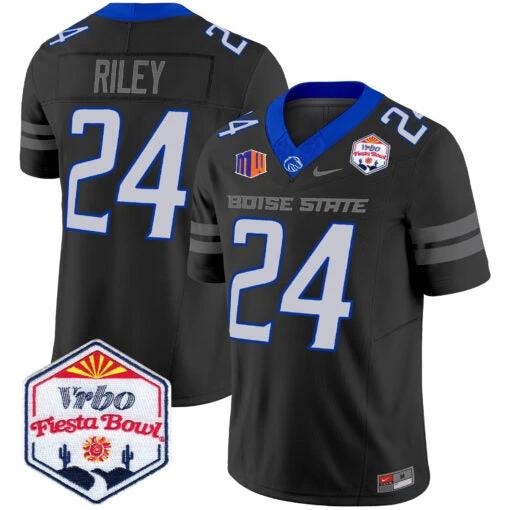 Dylan Riley Jersey #24 Boise State Broncos 2025 Fiesta Bowl Patch Vapor Black by My Store