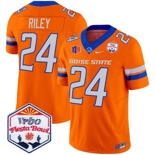 Dylan Riley Jersey #24 Boise State Broncos 2025 Fiesta Bowl Patch Vapor Orange Alternate by My Store