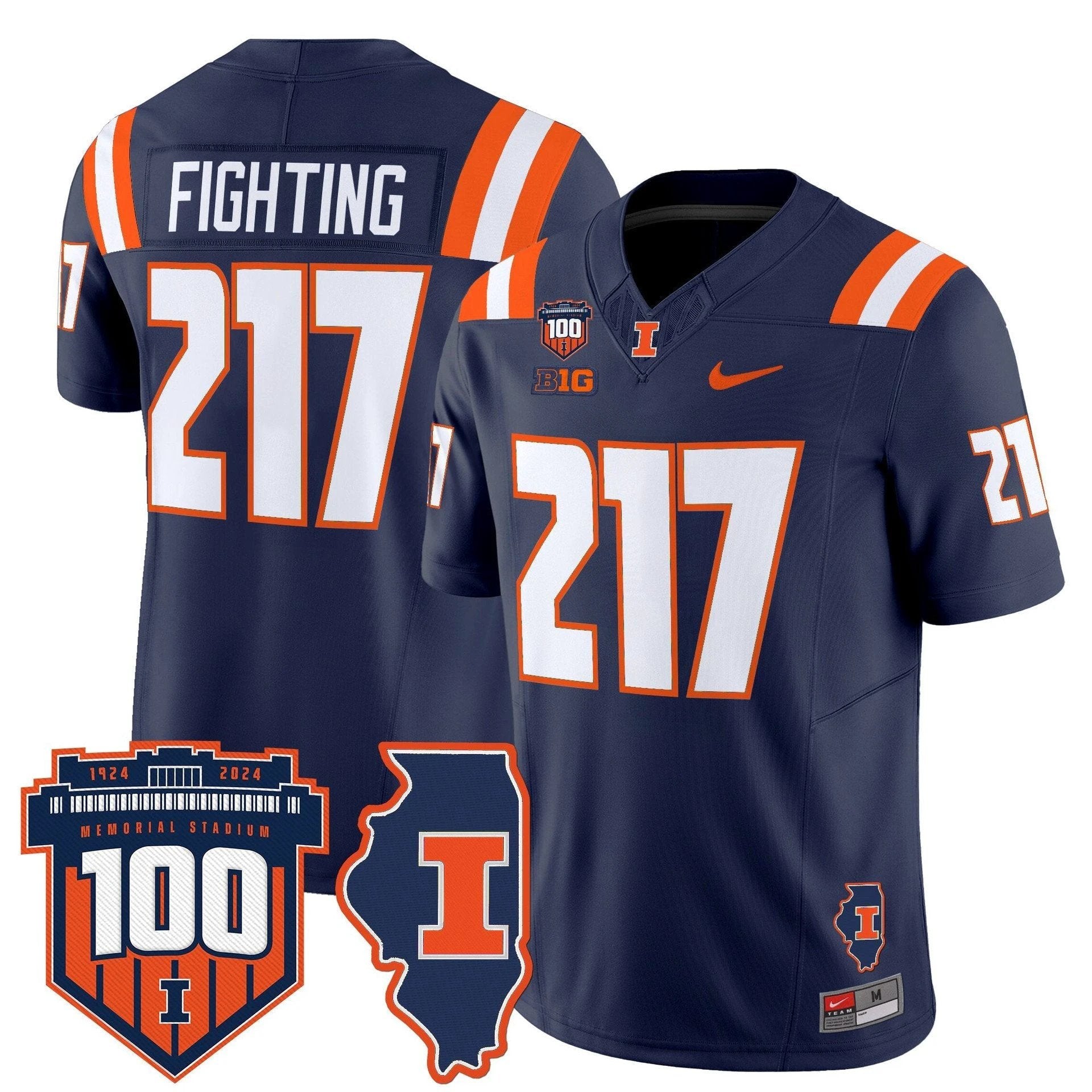 Fighting Jersey #217 Illinois Fighting 100th Memorial Stadium Navy by My Store