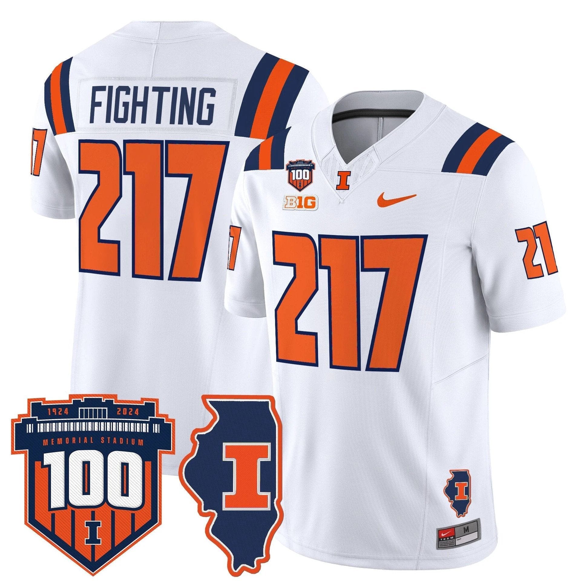 Fighting Jersey #217 Illinois Fighting 100th Memorial Stadium White by My Store