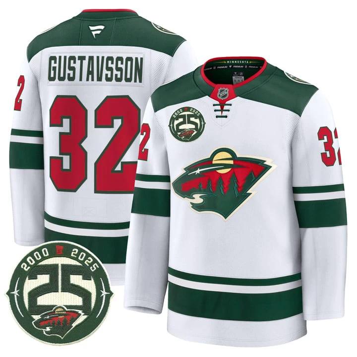 Filip Gustavsson Jersey #32 Minnesota Wild 25th Anniversary Patch Stitched by Hockey David