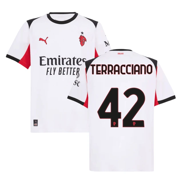 Filippo Terracciano 42 AC Milan 2025-26 Away Men Jersey – White by Soccer Jersey
