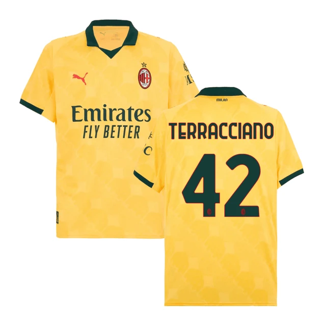 Filippo Terracciano #42 AC Milan 2025-26 Third Men Jersey – Yellow by Soccer Jersey