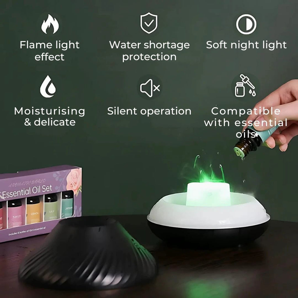 FlameGlow Air Humidifier Aromatherapy Diffuser | Adds Moisture - Relieves Dry Air - Helps to Relax - Quiet Diffuser for Home or Office Bowlift by Bowlift