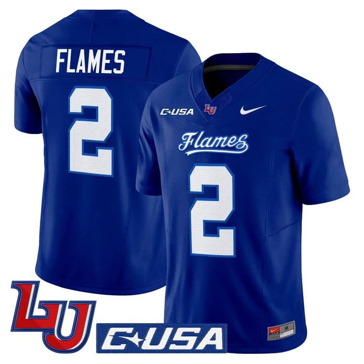 Flames Jersey #2 Liberty Flames 2025 Vapor Limited Stitched Navy Alter by My Store NCAA Football Jerseys