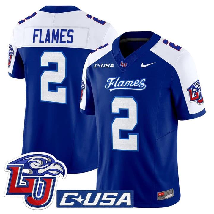 Flames Jersey #2 Liberty Flames 2025 Vapor Limited Stitched Navy Alter by My Store NCAA Football Jerseys