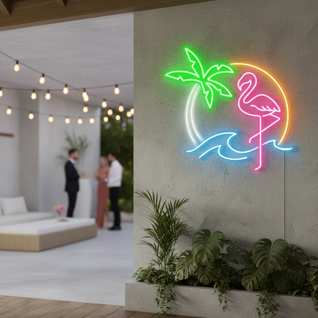 Flamingo Palm Tree Neon Sign Bedroom Decor Sign by Neonchics