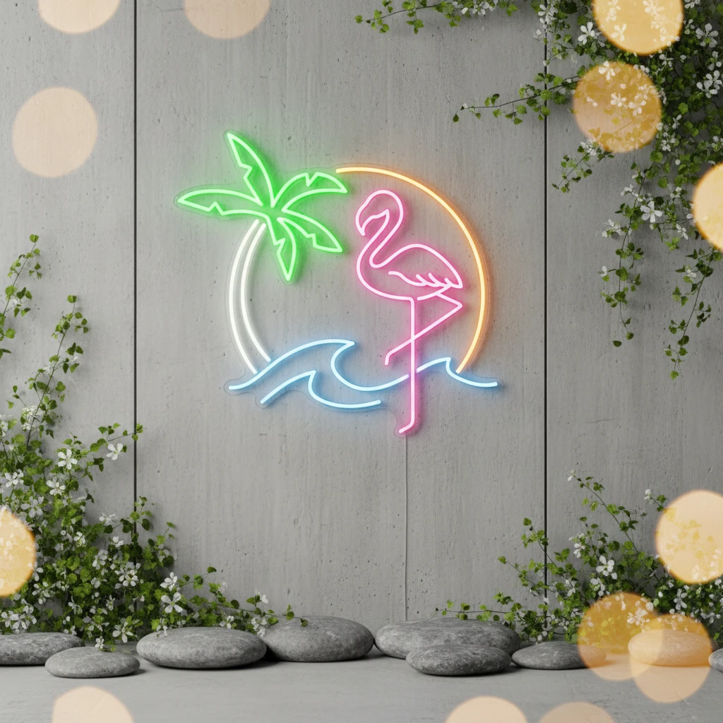 Flamingo Palm Tree Neon Sign Bedroom Decor Sign by Neonchics