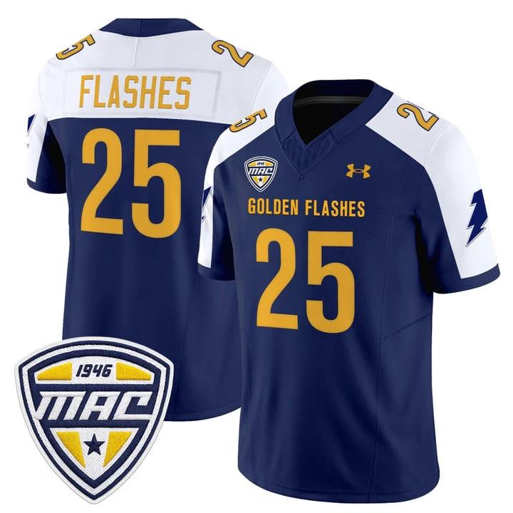Flashes Jersey #25 Kent State Golden Flashes 2025 Limited Stitched Navy Alternate by NCAA Football Jersey