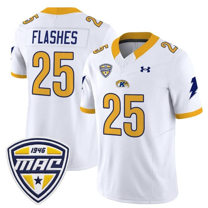 Flashes Jersey #25 Kent State Golden Flashes 2025 Limited Stitched White by NCAA Football Jersey