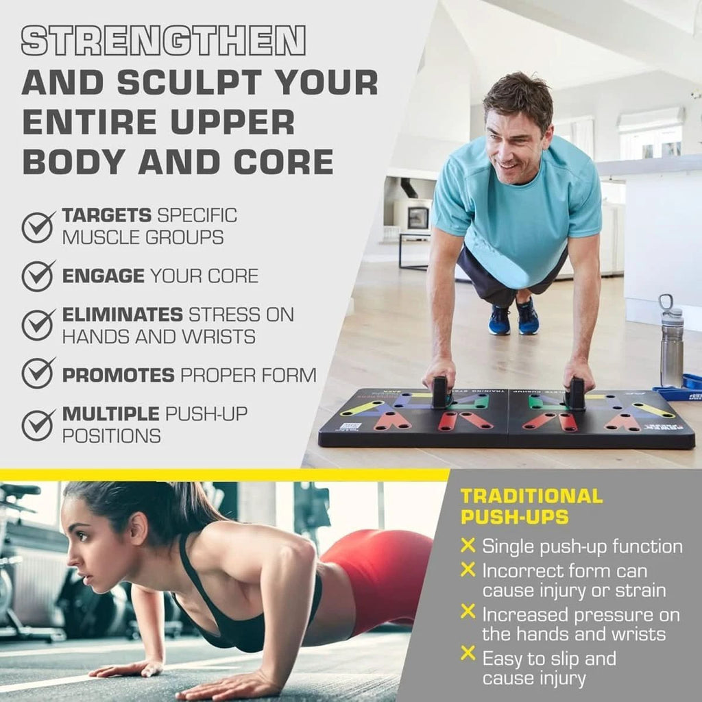 Foldable Push-up Board with 30 Positions for Targeted Muscle Training by BowLift