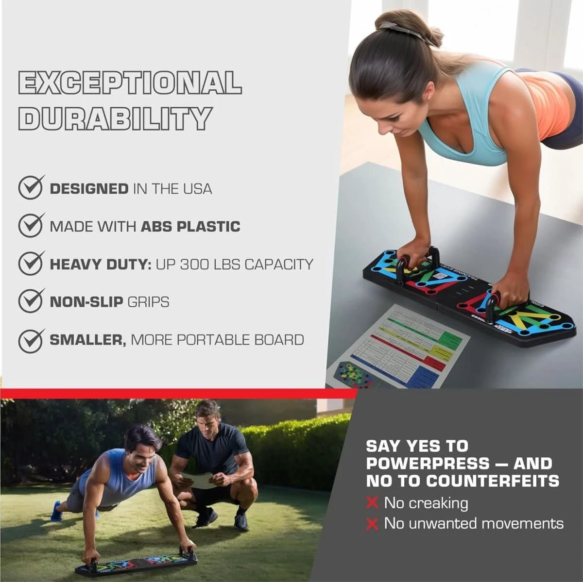 Foldable Push-up Board with 30 Positions for Targeted Muscle Training by BowLift