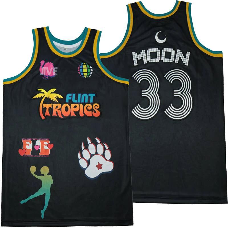 Flint Tropics #33 Moon Basketball Jersey Black by My store basketball