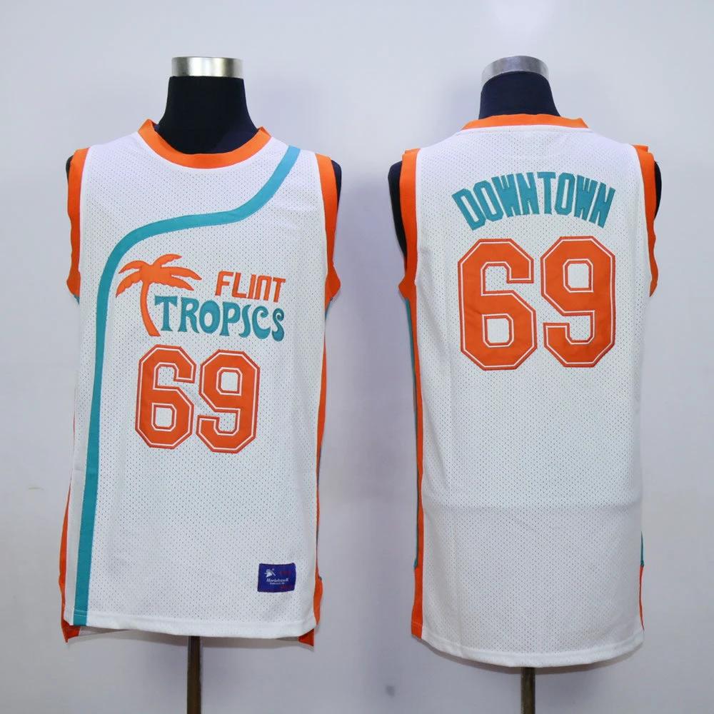 Flint Tropics #69 Down Town Basketball Jersey White by My store basketball