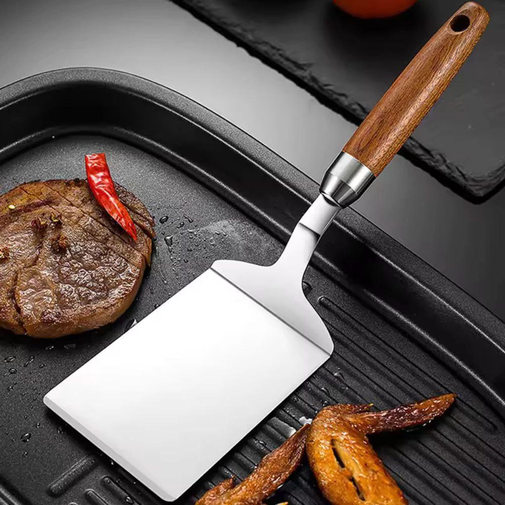 Stainless Steel Kitchen Spatula with Wooden Handle by Casa & Beyond