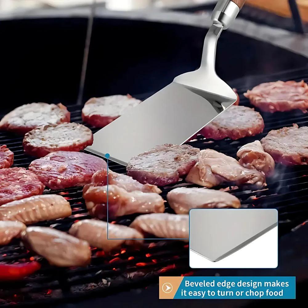 Stainless Steel Kitchen Spatula with Wooden Handle by Casa & Beyond